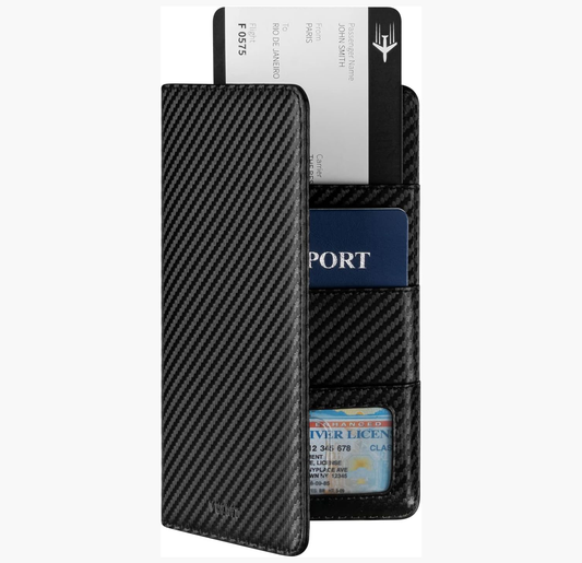 VULKIT RFID Blocking Passport Wallet – Slim Bifold Travel Organizer with Premium Nappa Leather, Holds Passport, Cards, Cash, Air Tickets – Ideal for Men & Women Travelers