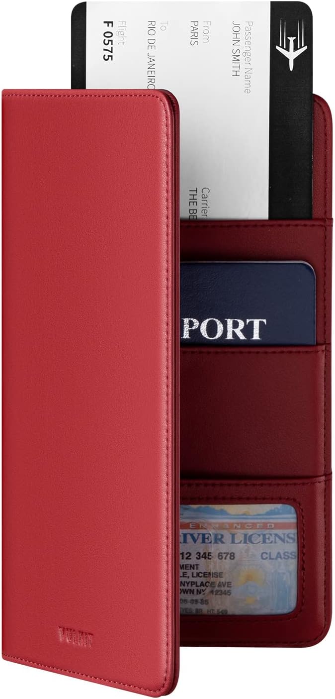 VULKIT RFID Blocking Passport Wallet – Slim Bifold Travel Organizer with Premium Nappa Leather, Holds Passport, Cards, Cash, Air Tickets – Ideal for Men & Women Travelers