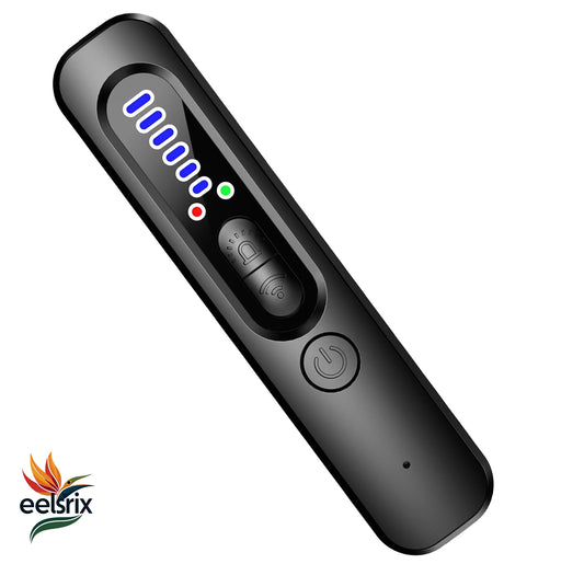 Portable Spy Camera and GPS Tracker Detector: Handheld device detecting hidden cameras and GPS trackers in offices, cars, hotels, and during travel, enhancing personal privacy and security.