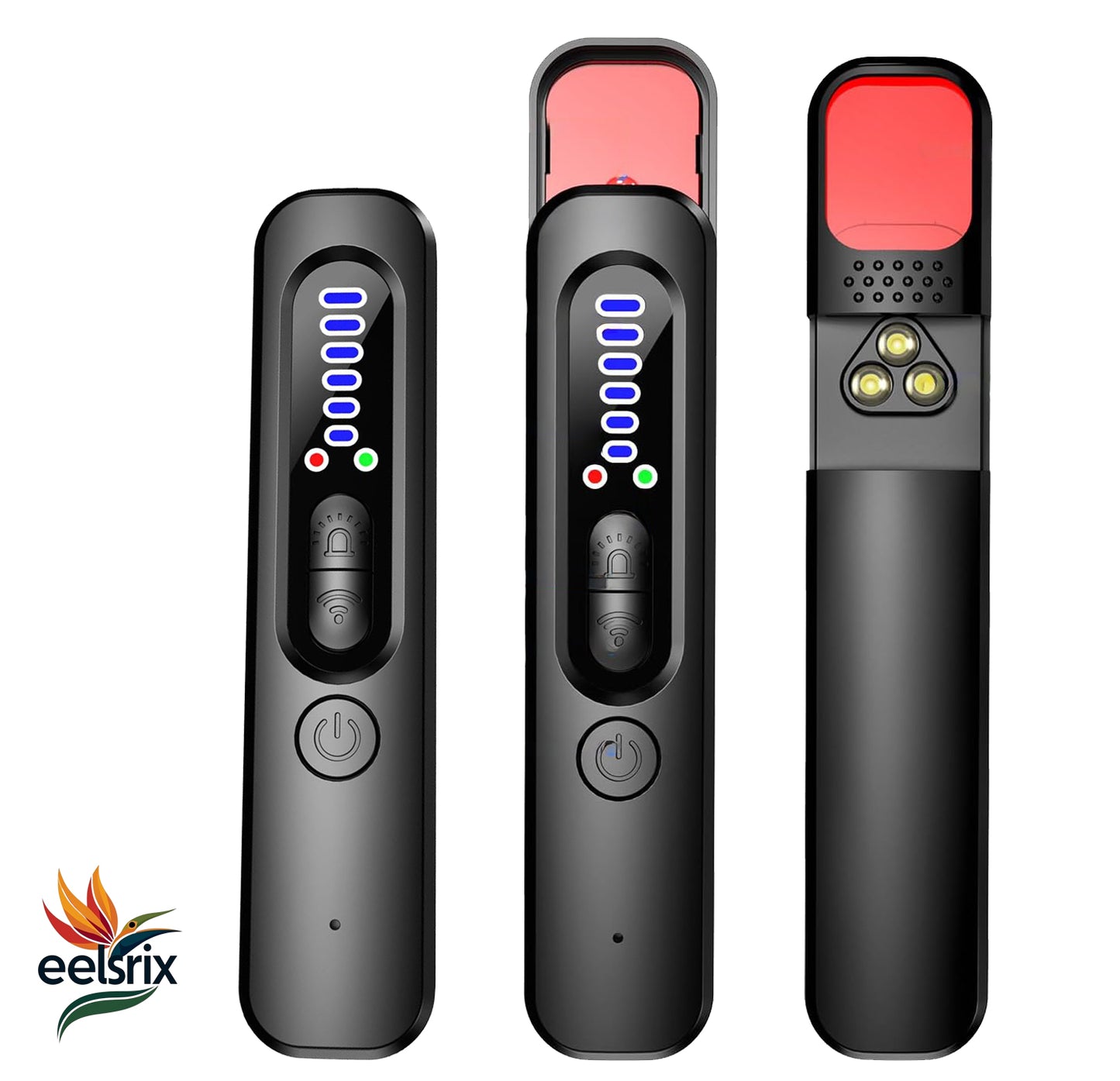 Portable Spy Camera and GPS Tracker Detector: Handheld device detecting hidden cameras and GPS trackers in offices, cars, hotels, and during travel, enhancing personal privacy and security.