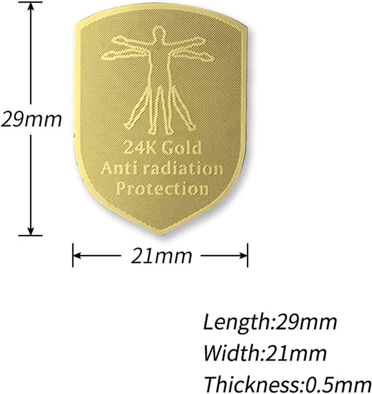24K Gold EMF Protection Sticker: Adhesive sticker purportedly designed to block electromagnetic radiation from 5G, Wi-Fi, and Bluetooth devices, aiming to reduce potential exposure.