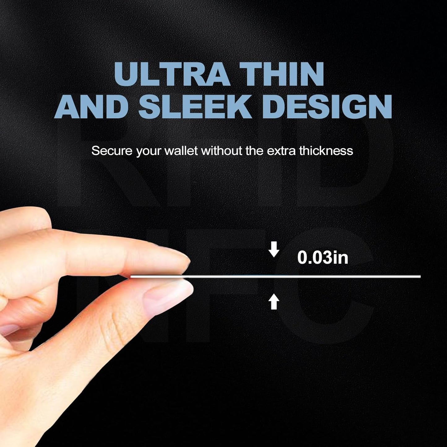 RFID and NFC Slim Contactless Card Protector: Slim protector blocking RFID and NFC signals, safeguarding contactless bank cards, credit/debit cards, and passports from unauthorized scanning and data theft.