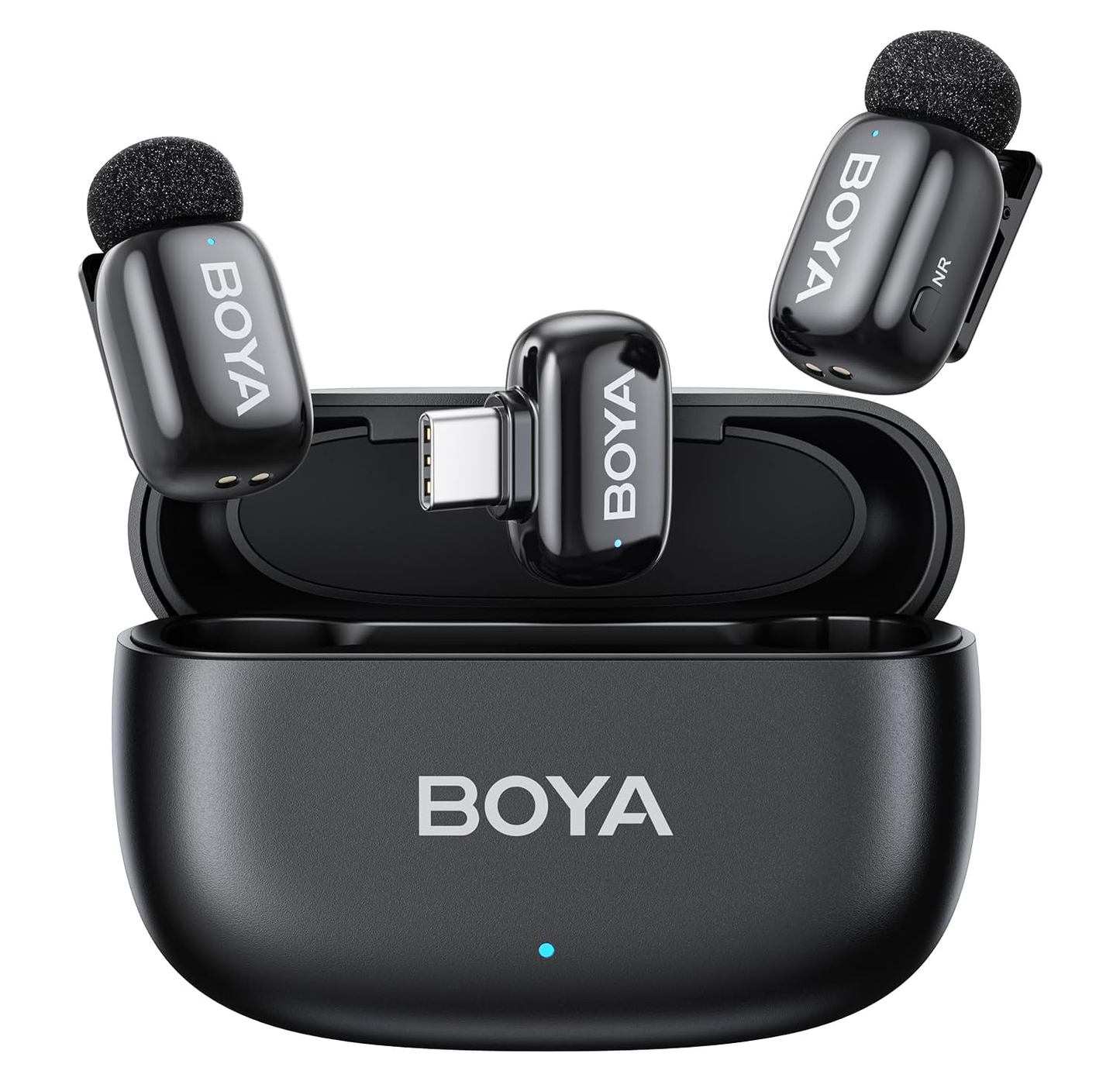 BOYA Mini USB-C Wireless Lavalier Microphone for Andriod iPhone15/16, Ultra Mini Microphone with AI Voice Switching, Noise Reduction and Charging Case, Metal Clip on TikTok Content Creators