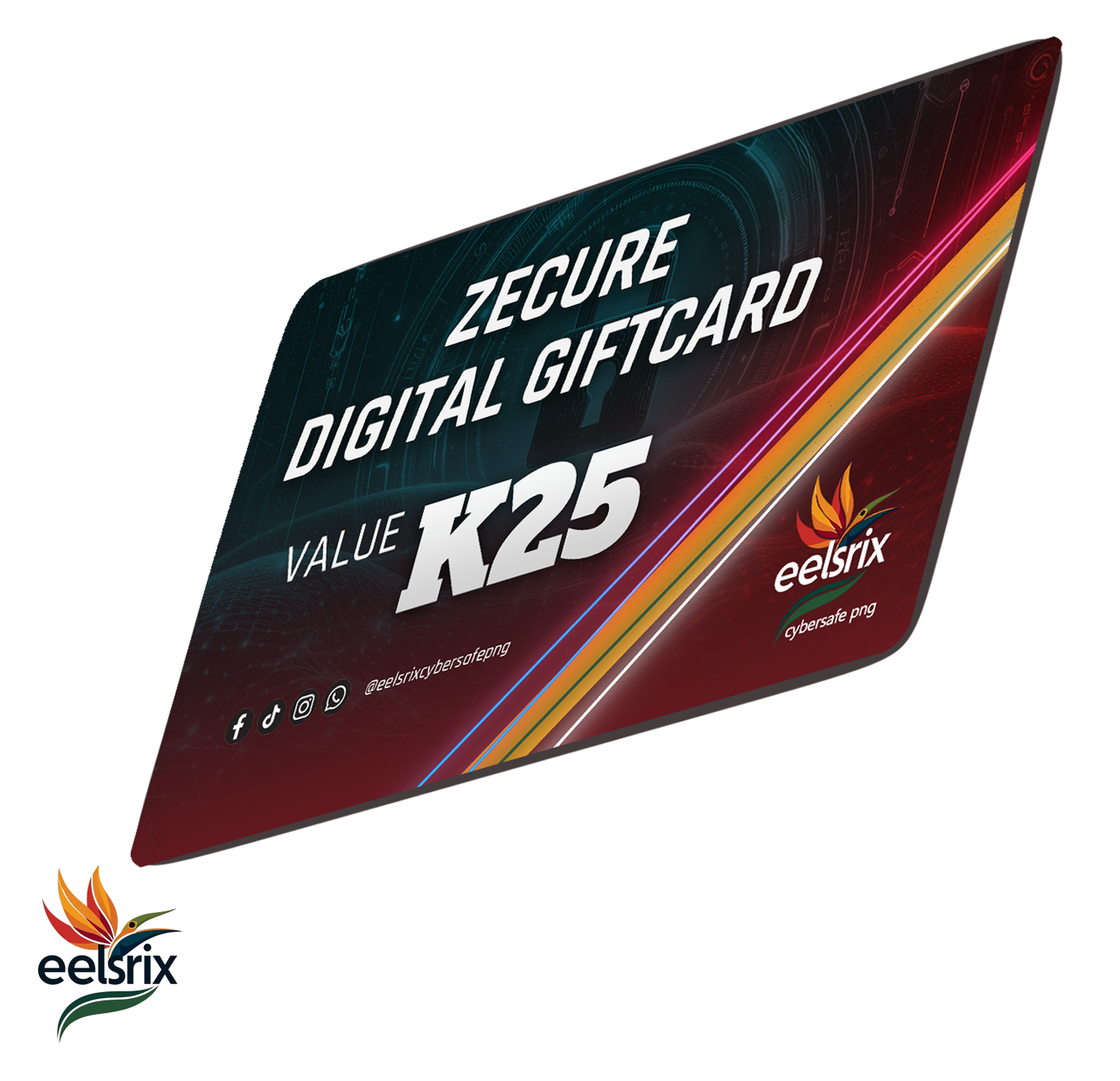 Zecure Digital Gift Card: An ideal present for friends and family, offering premium security products to enhance digital safety. Available in K10, K25, K50, and K100 denominations.