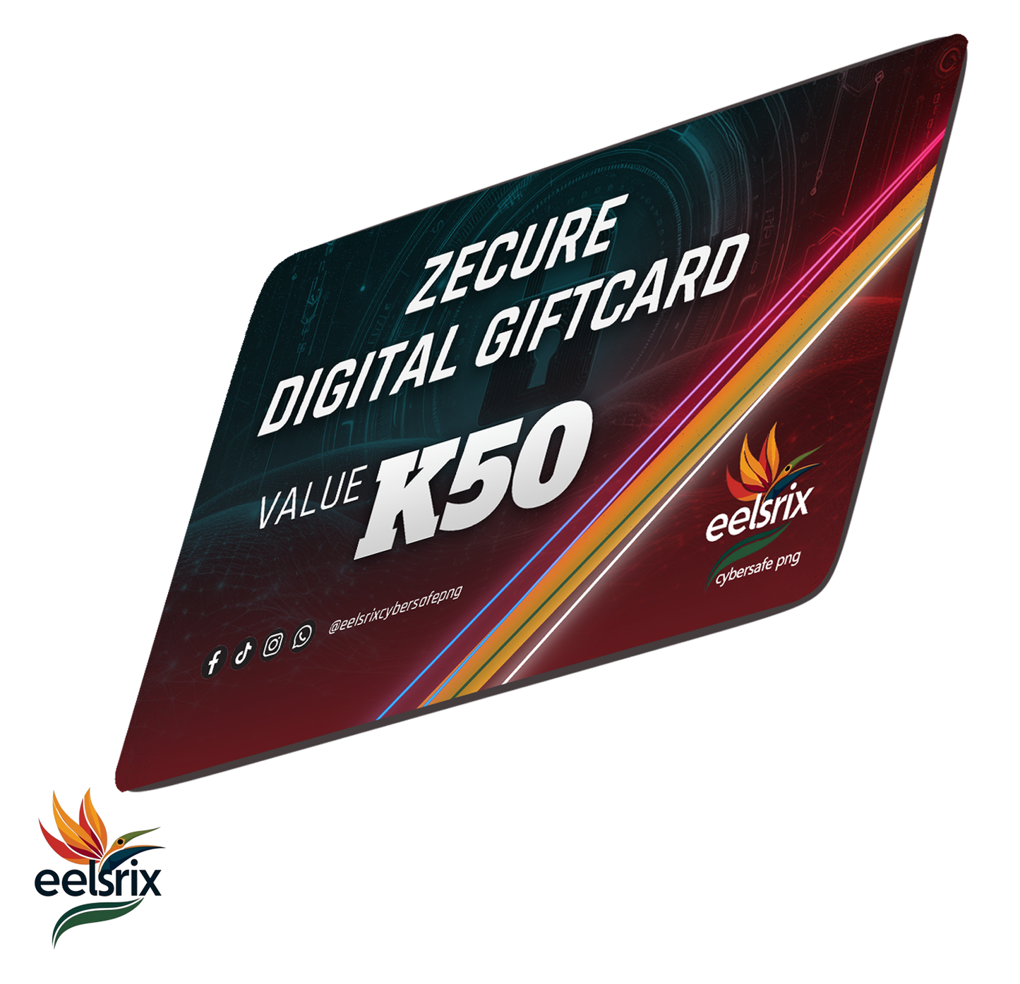 Zecure Digital Gift Card: An ideal present for friends and family, offering premium security products to enhance digital safety. Available in K10, K25, K50, and K100 denominations.