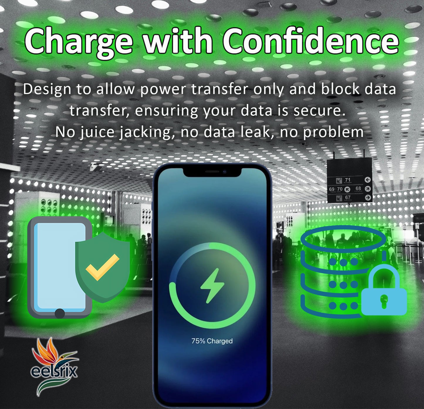 USB Data Blocker [2 Pack]: Secure charging adapters preventing data transfer during USB charging, protecting devices from juice jacking and potential data theft in public stations.